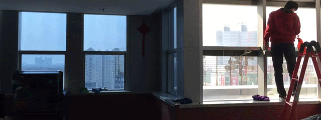 烟台kai发区di森办gong室贴膜现场图
